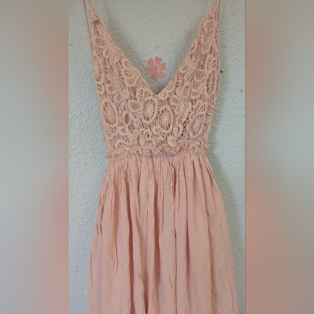 L ' ATISTE Lace Pink Maxi Open Back Dress - Picture 3 of 8